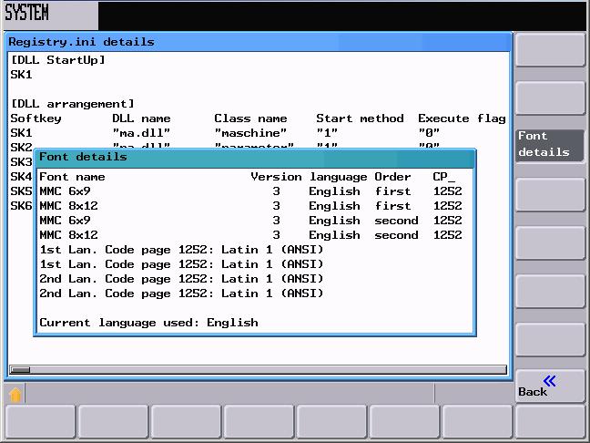 시스템 7.3 시스템소프트키 - 서비스화면 그림 7-24 Change Start DLL 시작프로그램정의 시스템을부팅하면 기계좌표 조작영역 (SK 1) 이자동으로시작됩니다.