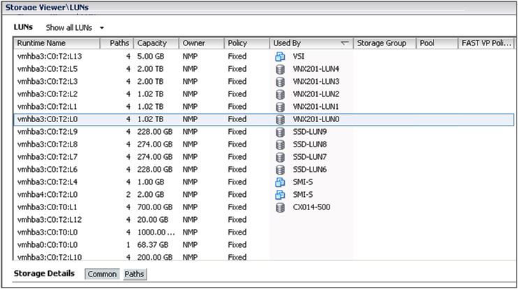 필요한경우 VSI Path Management 기능을사용하여이를수정하십시오. 참고 : 경로는 vcenter 를통해서나 vsphere 명령줄유틸리티를사용하여개별적으로수정해야합니다. 그림 29 Storage Viewer LUN 뷰 경로다중화고려사항 - NFS ESXi 호스트에서는 NFS 버전 3(NFSv3) 을사용하여 NFS 서버를액세스합니다.