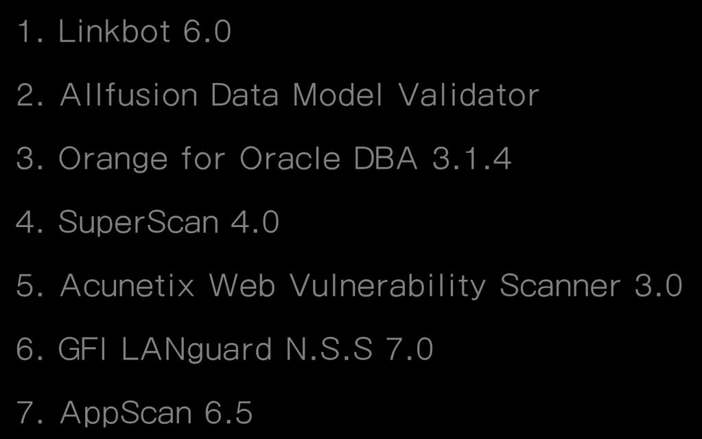 Orange for Oracle DBA 3.1.4 4. SuperScan 4.0 5.