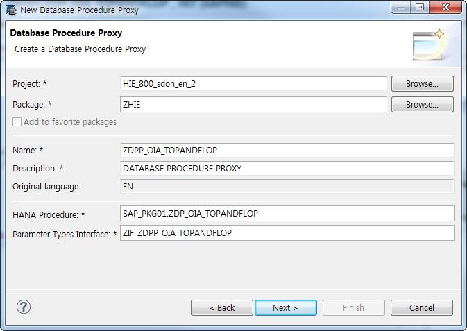 Database Procedure Proxy 예시 ) CALL DATABASE PROCEDURE ZDPP_OIA_TOPANDFLOP