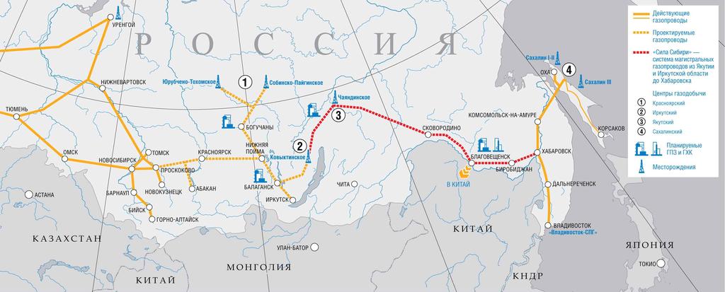 < 그림 32> 러시아가스를중국으로공급하기위해건설중인가스관 시베리아의힘 출처 : Газпром. «Сила Сибири». http://www.gazprom.ru/about/production/projects/pipelines/ykv/ ( 검색일 : 2016. 3. 28.