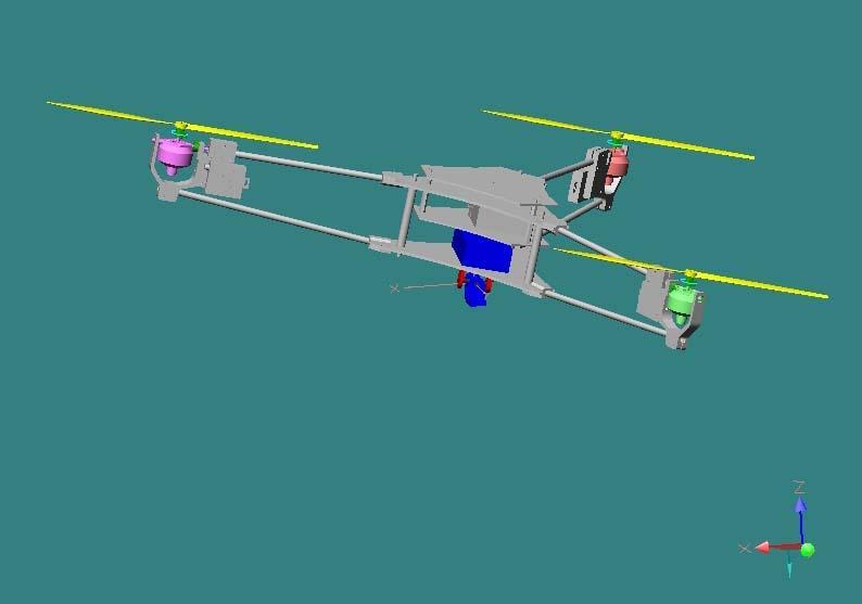 6. AERIAL ROBOT 의 SIMULATION AND CONSTRUCTION 이연구에서실제 Aerial robot 을제작하기앞서다음과같이 3D CAD 툴을 사용하여 Aerial Robot 을모델링후 Simulink 와 Visual Nastran Desktop 4D 툴을 사용하여동역학적인시뮬레이션을수행하였다. Fig.