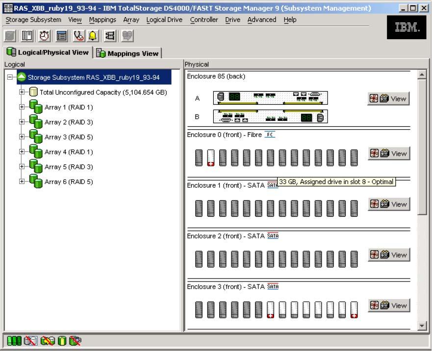 DS4200 특장점 > 관리성 GUI 기반의시스템관리도구기본제공 (DS4000 Storage Manager)