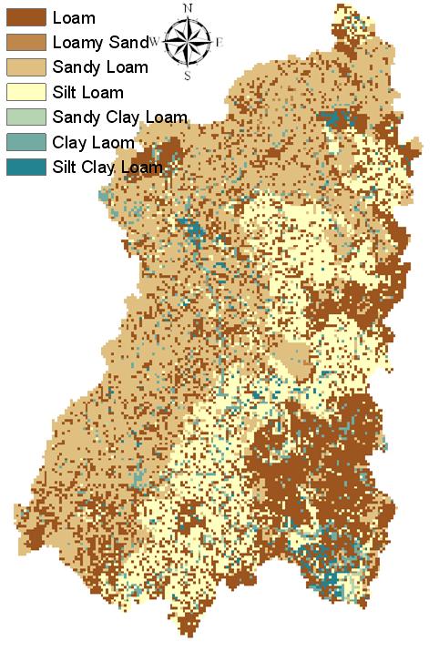 3%)가 9% 이상 분포되어 있는 것으로 나타났다. 낙동강 유역은 대부분의 토지피복형태가 산림 82%, 논 1%로 분포되어 있는 것으로 조사되었다. Fig. 3(a) and Fig. 2. Sub-basin Boundary and Flux Tower Site on Study Area 3(b)는 본 연구에서 구축한 토지피복도와 토양도를 나타 낸 것이다.