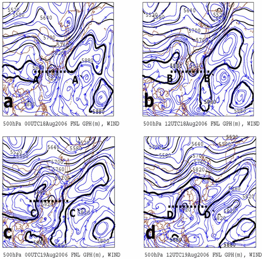 294 앙상블 칼만 필터를 이용한 태풍 우쿵 (200610) 예측과 앙상블 민감도 분석 Fig. 5.