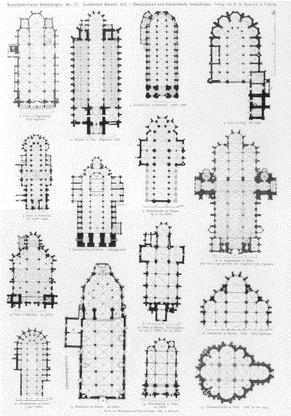 고딕건축의특징 a) 평면 - 직사각형 ( 라틴크로스 ) / - 사제를위한공간 > 신도를위한공간 / - transept