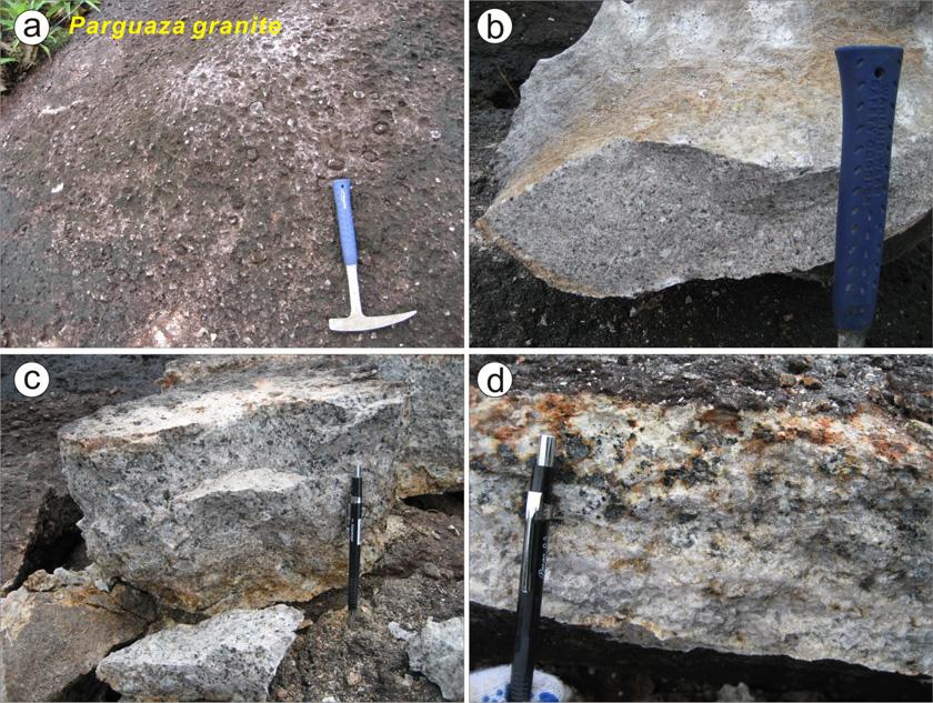 336 진광민 유장한 고상모 르과자저반 (Parguaza batholith) 에속하는암석이다. 파르과자저반은북서-남동방향으로약 900 km 에걸쳐분포하고있다 ( 그림 1). 연구지역은이저반의북서쪽끝에위치한다. 이화강암에대한기존연구자들의 U/Pb 저어콘의연대는약 1,500±25 Ga로측정되었으며 (Gaudette et al.