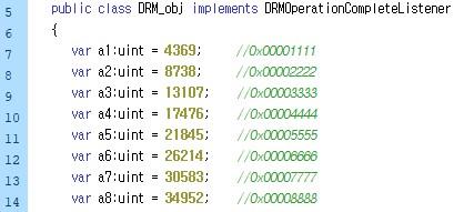 그림. 5 DRM_obj 객체클래스 위과정에서변수 var_16 에저장되는 DRM_obj 객체의클래스는위그림과같이