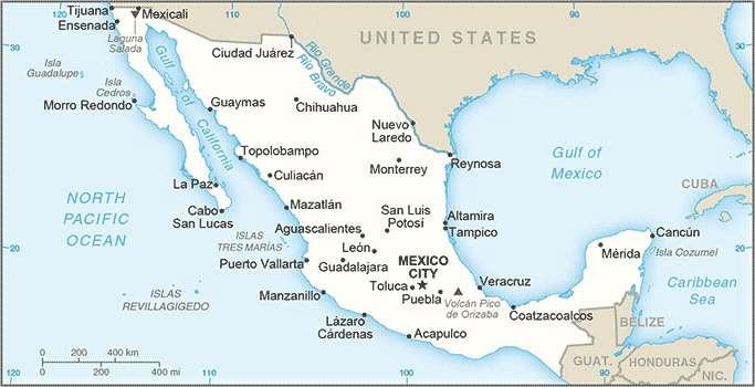 Ⅱ. 멕시코개황 일반개황 국명 멕시코 / 메히꼬 (MÉXICO) 멕시코는영어식발음이며원어로는메히꼬임 위치 북으로는미국과접경 (3,152 km), 남으로는과테말라및벨리즈등과접경 면적 196만 4,375 km2 ( 세계 14위규모로한반도의약 9배, 남한의약 20배크기 ) 기후 멕시코는고지대와저지대로나뉨.