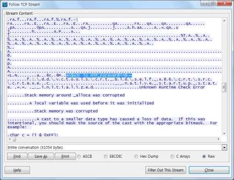 2-5) L5 <Q> 악성다운로더 <EQ> Malware Downloader 다운로더이기때문에실행파일로추측하였고, 추출된 object 중에서 noexe.exe 라는수상한파일을포착하였다.