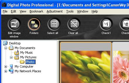 카메라와함께제공된다른소프트웨어를사용하여이미지들을컴퓨터에저장하거나카드리더기를사용해야합니다. Adobe RGB 로설정하고 EOS 0D, EOS 00D DIGITAL 또는파워샷 Pro 으로촬영된 JPEG 이미지는 srgb 색공간이적용되어디스플레이될수있습니다. RAW 이미지에는 [RAW] 기호가표시됩니다.