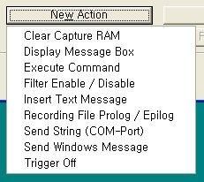 이와같은조건이성립이되었을때, 취할수있는행동으로는 Clear Capture RAM : 캡쳐램을지운다. Display Message Box : 메시지박스나타낸다.