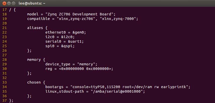 Device Tree Blob 생성 리눅스커널 arch/arm/boot/dts 에 zynq-zc706.