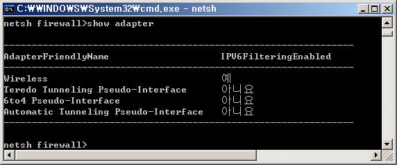 Windows XP IPv6 Firewall IPv6 CLI(Command Line Interface), GUI IPv6 : 6to4 >> Windows XP