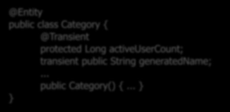 activeusercount; transient public String generatedname; public Category() { 속성