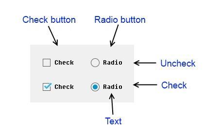 Check button / Radio button Function Description egl_create_checkbutton Check / Radio button 을생성한다. egl_checkbutton_callback Check / Radio button 이벤트가발생했을때호출될 callback 함수를등록한다.