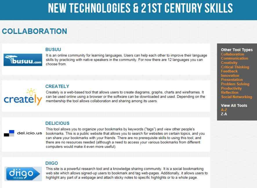 미래핵심역량증진을위한교육정보화의역할 4) University of Houston의사례 Houston대학교의교육부서인 Laboratory for Innovative Technology(LITE) 에의해창출되고유지되어온지속적인프로젝트로서 New technologies & 21st century skill이라는웹사이트가있다.