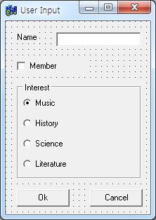 VCL Custom Dialog Box 만들기 다음과같이 control 을배치하고 property 를수정 Name=NAME Name=MEMBER Name=Interest Items=Music, History, Science, Literature ItemIndex=0 27 VCL Custom Dialog Box 만들기 'Ok' 와 'Cancel'
