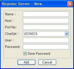AdminCenter 사용 화면상단좌편에서 Database -> New 버튼을선택 Host : 192.
