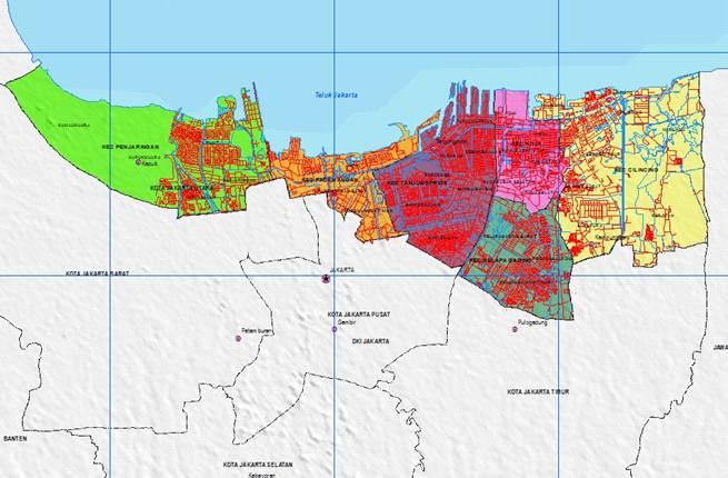하부구역은 44개의면 (Camat), 267개의동 (Kelurahan), 2.720개의반 (RW-Rukun Warga), 30.442개의통 (RT-Rukun Tetangga) 으로나누는것이다.