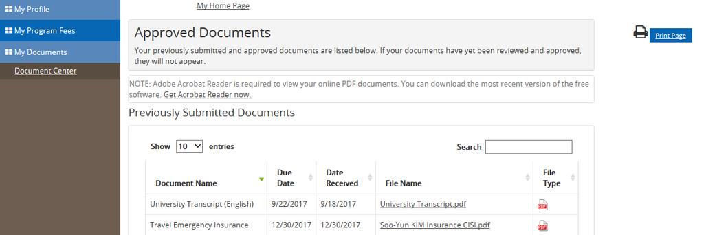 Document Center: 서류업로드내역확인 TIP