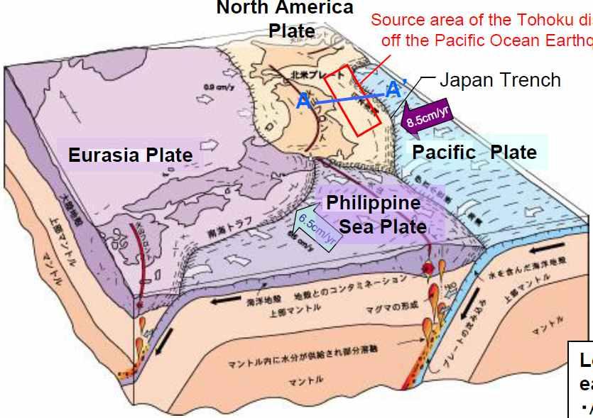 3. 후쿠시마사고발생과진행 북아메리카판 North America Plate 동일본대지진의지진원영역 (Source Area) 일본해구 Japan Trench 유라시아판