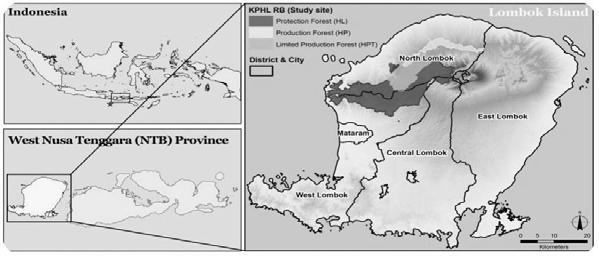 인도네시아의새로운산림거버넌스 117 < 그림 4> KPHL RB 의지리적위치 출처 : 국립산림과학원 2013 KPHL RB는 2009년 12월 7일산림부장관결정으로 NTB 주에서처음으로 Model KPH로지정되었다 (Kemenhut 2009c).