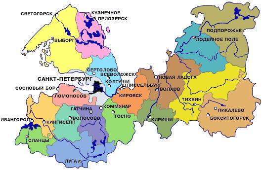 2 행정구성 그림 14 레닌그라드주행정구역 28 레닌그라드주는 1 개의시, 17 개군, 62 개의읍,