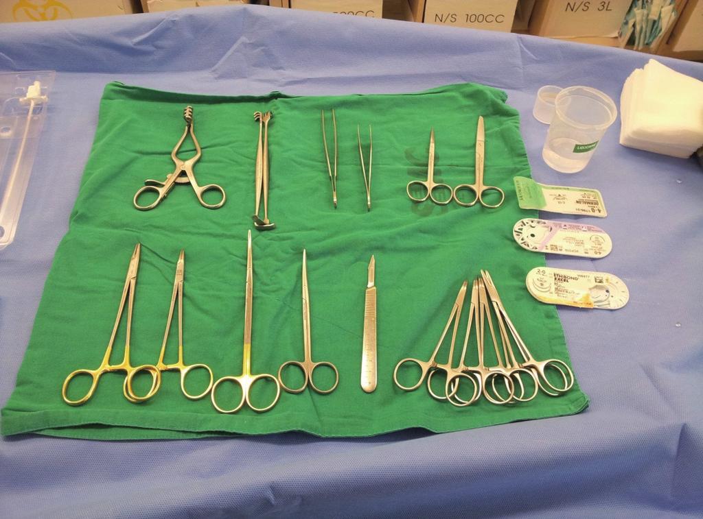 Figure 2. Surgical tray displaying the required surgical instruments and supplies.