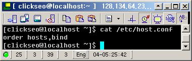 DNS 클라이언트설정 (cont d) /etc/host.conf 해석 (Resolution) 방법및순서를지정하는파일 host.