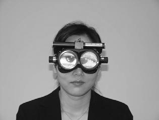 안진 Figure 2. Frenzel glasses. Evaluation of nystagmus by using Frenzel glasses, which remove visual fixation and facilitate detection of nystagmus by magnifying eye motion. Figure 4.