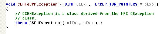 9-1. 구조화된예외처리와 C++ 예외처리 ( 계속 ) SEH와 C++ 예외처리를함께사용하려면.. 사용자코드내에서는 C++ 예외처리를이용해야한다.