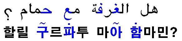 2-3. 아랍어로서위의기본방점( ) 만으로표현할수없는발음은, 다른부호(~) 를사용하 여표현한다. 2-4.