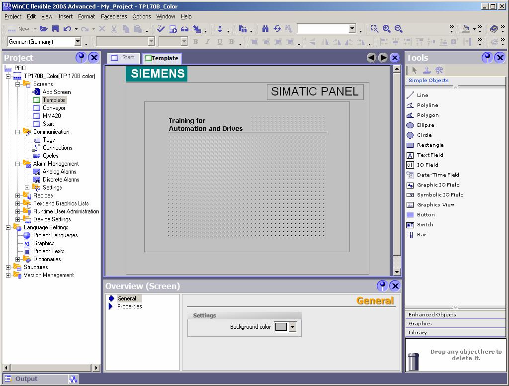 WinCC flexible 구성툴 Editor Section (Work Area) Properties File: PRO1_09E.14 활성화 STEP7의프로젝트에통합된프로젝트에서 WinCC flexible은 SIMATIC Manager에서바로시작할수있습니다.