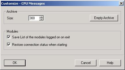 입력이되는메시지 (Incoming message) 다음옵션들이 View 메뉴를통해선택될수있습니다. - Place on Top : 메시지를받으면 "CPU Message" 윈도우가윗쪽에팝업으로나타나고메시지가디스플레이되며동시에메시지아카이브에입력이됩니다.