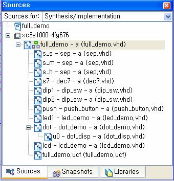 설계 S/W 기본사용법 [ 그림 4-57] Source Files 2) Project 선언 [ 그림 4-58] 와같이 ISE 프로그램은 File -> New Project 메뉴를선택하여프로젝트를선언할수있습니다.