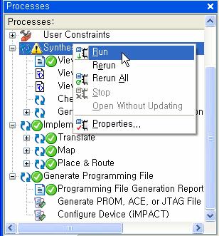 설계 S/W 기본사용법 [ 그림 4-74] Compile 5) Assignments 1 역할이작업은디바이스의 I/O핀설정을위한작업입니다. Quartus II에설명을참고해보기바랍니다. 2 Assign Package Pins 프로젝트설정단계에서디바이스설정을미리해두었기때문에여기에서는핀에대한설정만해주면됩니다. 컴파일과정에서컴파일러가포트에대한정보를가지게됩니다.