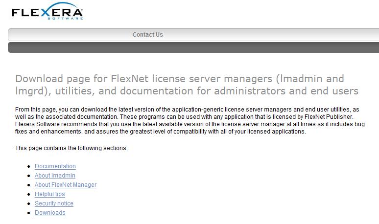 FlexNet license server Manager 다운로드 (1) 호스트 PC 에라이선스서버를설치전반드시서버용운영체제가설치되어있는지확인하세요. (Page 2. 호스트 PC 운영체제확인 ) 다음의경로에서호스트 PC 에설치할 FlexNet License Server Manager 를다운로드하세요. 1. 단축 URL : http://goo.