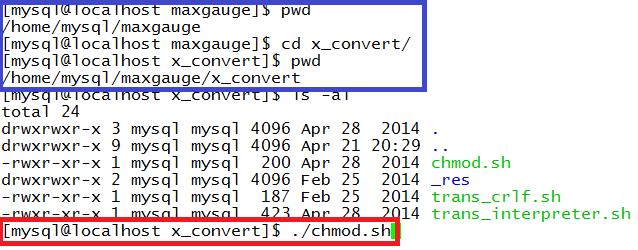tar tmp 압축해제된 x_convert 디렉토리로이동후, chmod.sh 스크립트실행 압축해제된 x_convert 디렉토리로이동 cd x_convert chmod.sh 파일실행 ( 자동권한부여쉘스크립트 ) /chmod.