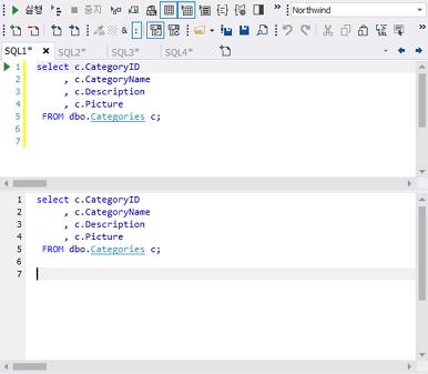 SQLGate for SQL Server Developer User Guide 40 4. SQL 편집기창이가로로두개보입니다. 원래위치로가져가면창이하나로보입니다. [SQL 편집기창두개로보기 ].