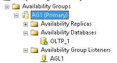 가용성그룹모니터링 SSMS 에서가용성그룹은대시보드가표시되는인스턴스에따라 Primary 또는 Secondary 로표시됩니다. 그림 16 에표시된서버뷰에서가용성 그룹 AG1 은 OLTP_1 이라는데이터베이스를포함하고 Primary 로표시되어 1 차복제본서버에서표시되었음을나타냅니다. 그림 16. Server 뷰 가용성그룹이구성되고나면 SSMS 의대시보드뷰를통해모니터링할수있습니다.