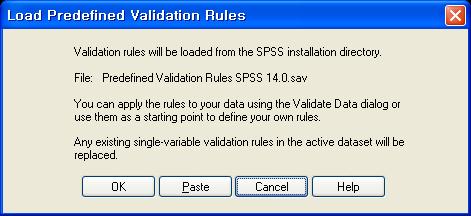 1. Validation SPSS Data Validation: Load