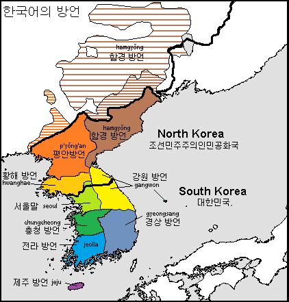 Korean dialects are divided along