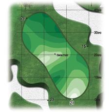 이번 Hole 은코스내에서가장작은 Green 으로조성되어있으며 Tee 에서 Green 까지이어지는거대한 Waste Bunker 가있다.