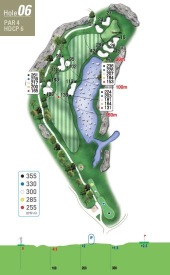 O C E A N [ 바다 ] 오션코스 Hole 6 6 홀아마추어평균타수 : 6 그린분석 Hole 6 지그재그의가파른계곡을따라플레이를펼치게될이번 Hole