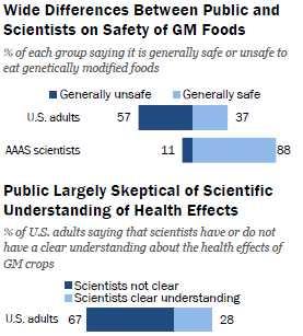 일반인들의 37% 가 GM식품이대체적으로안전하다 로생각했으며, 57%
