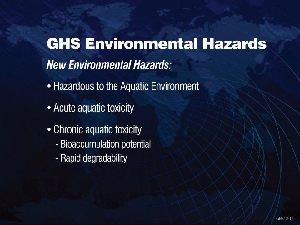 GHS 의환경적위해성 환경적위해성 ( 신규 ): 수생 ( 水生 )