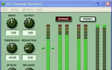 Ducker 설정 to prevent your own sound from echoing back to you by automatically lowering the level of the incoming codec audio when your performers talk, play, or sing 2-Chaanel Ducker
