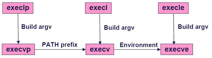 프로세스실행 : exec() 프로세스실행 (1) 호출한프로세스를다른프로그램을실행하는새로운프로세스로변환한다 3 가지인자 : 새롭게실행하는프로그램의파일경로명 새롭게실행하는프로그램의 main() 함수에전달하는명령어행의파라미터정보 (argv
