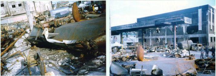 - 부천충전소가스폭발사고 재해개요 1998 년 9월경기도부천시오정구내동에서탱크로리운전자가임의로부탄탱크로리 (12 톤 ) 에서지하매몰형부탄저장탱크 (39.